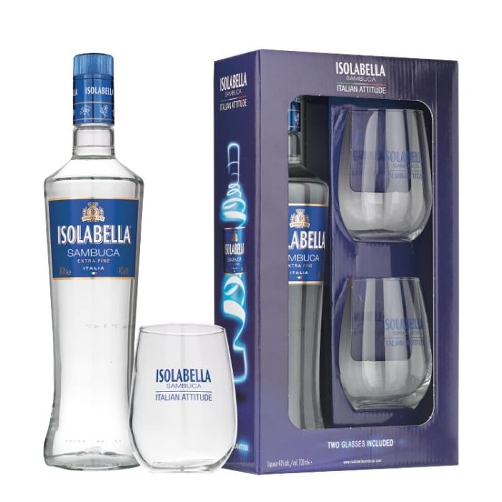 Set Lichior Isolabella Sambuca, 0.7L + 2 pahare