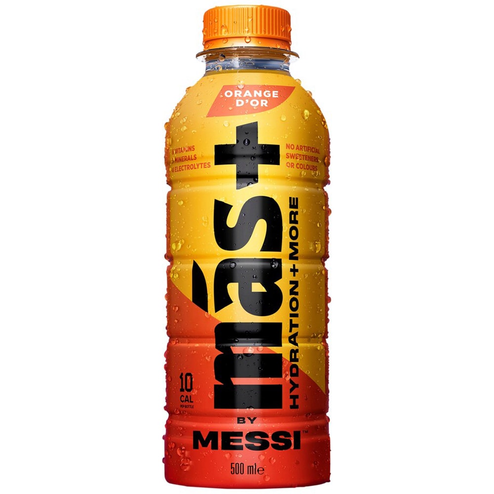 Bautura energizanta MAS BY MESSI Positive Orange d'Or bax 0.5L x 12 sticle