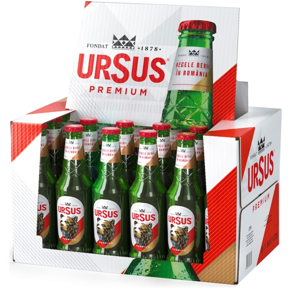 Bere blonda Ursus bax 0.33L x 24 sticle