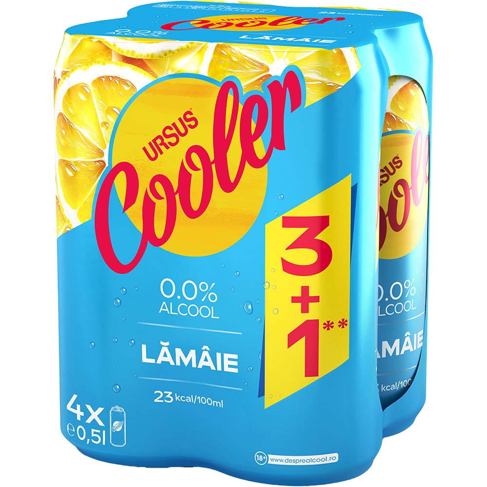 Bere cu arome Ursus Cooler Lamaie 3+1 bax 0.5L x 4 doze