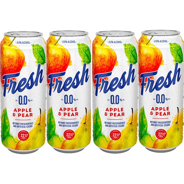 Bere cu arome fara alcool Fresh Mere&Pere bax 0.5L x 4 cutii