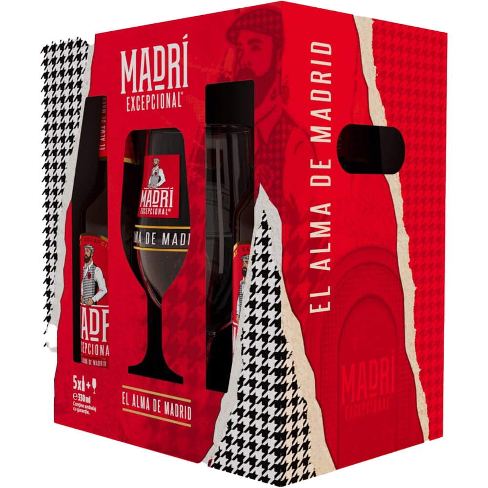 Bere blonda Madri bax 0.33L x 5 sticle + pahar