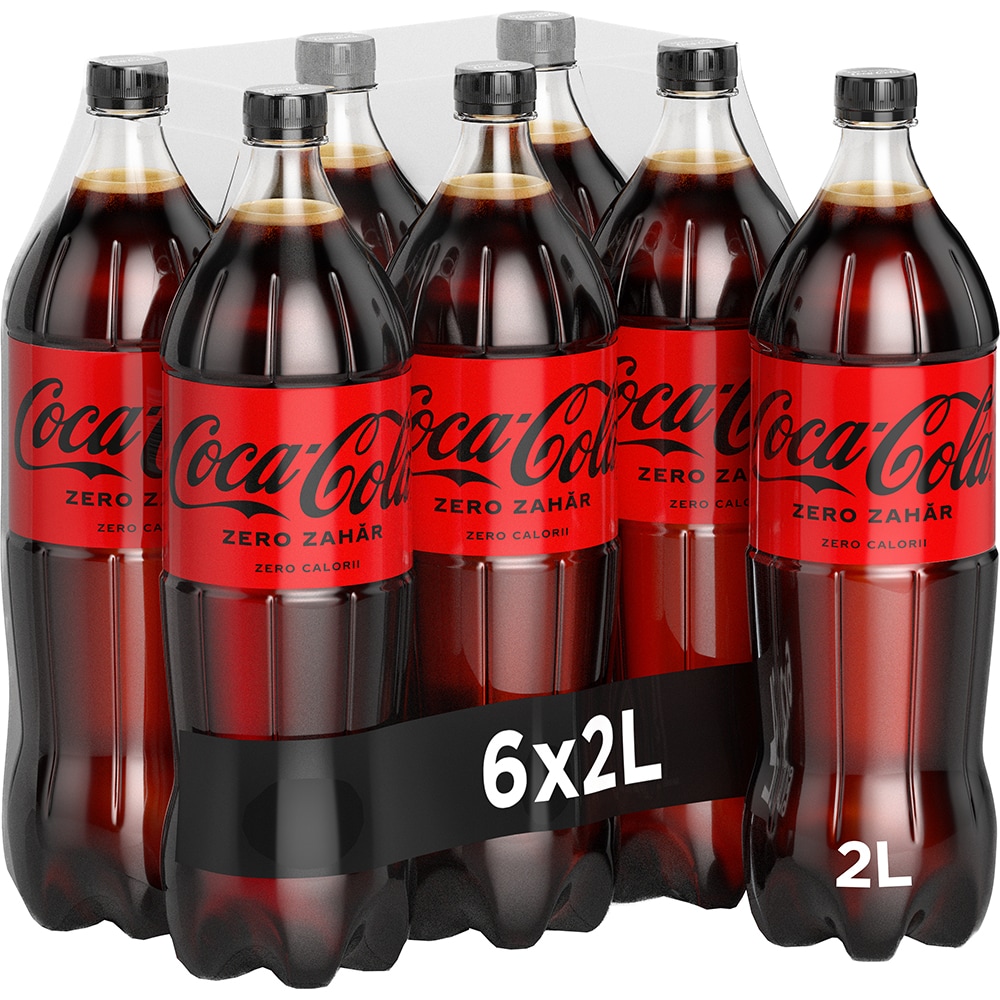 Bautura racoritoare carbogazoasa COCA-COLA Zero Zahar bax 2L x 6 sticle