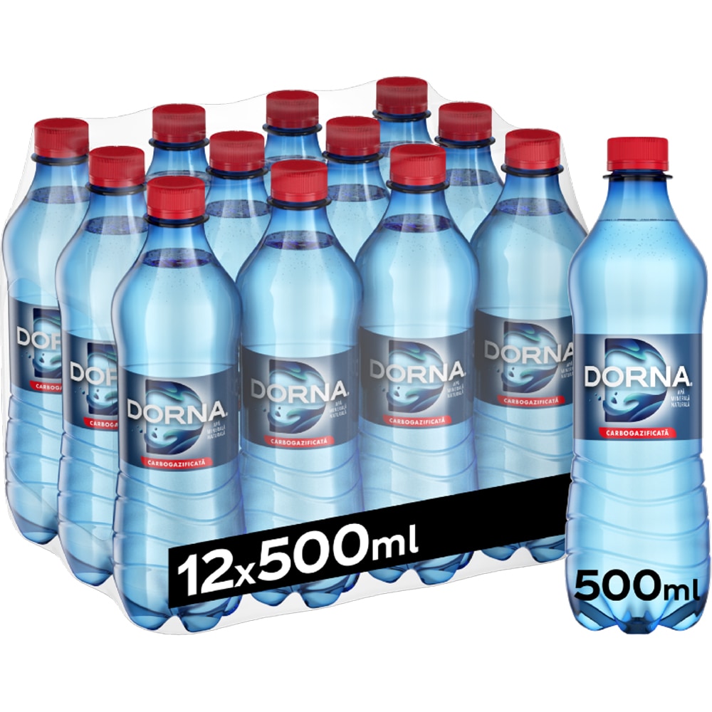 Apa minerala naturala carbogazificata DORNA bax 0.5L x 12 sticle