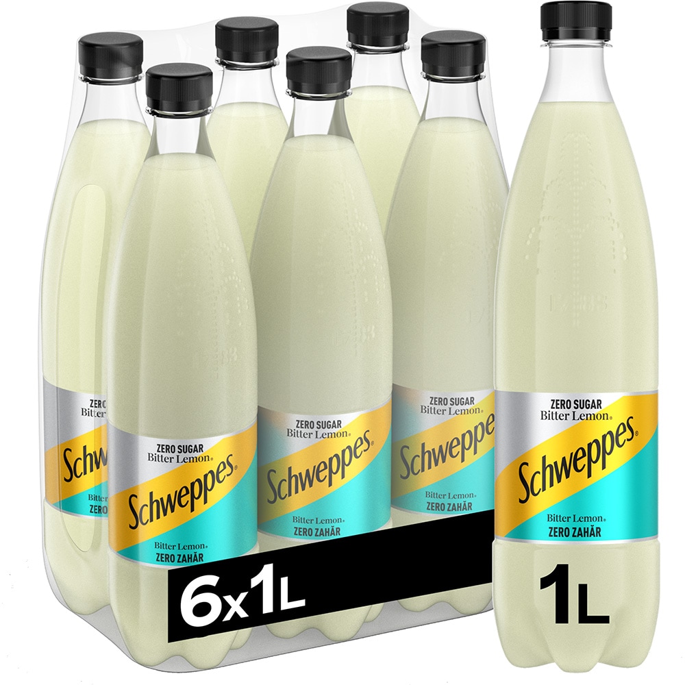 Bautura racoritoare carbogazoasa SCHWEPPES Bitter Lemon Zero Zahar bax 1L x 6 sticle