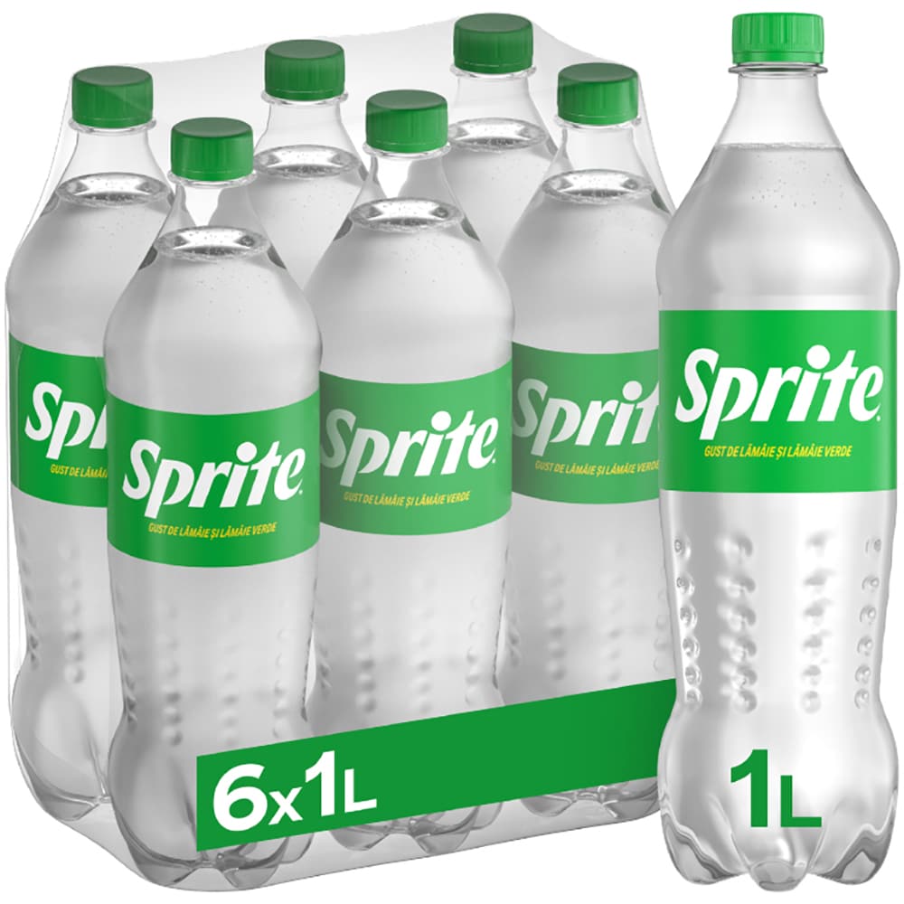 Bautura racoritoare carbogazoasa SPRITE Lamaie si lamaie verde bax 1L x 6 sticle
