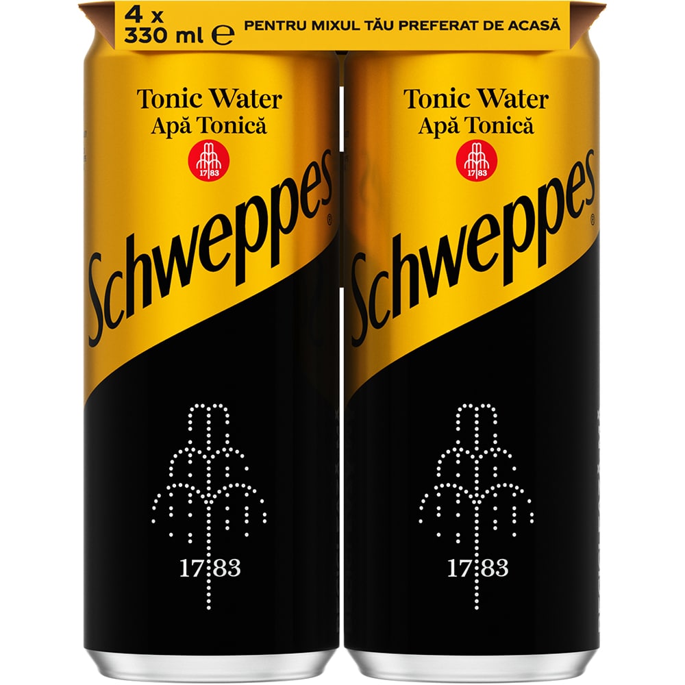 Bautura racoritoare carbogazoasa SCHWEPPES Tonic Water bax 0.33L x 4 doze