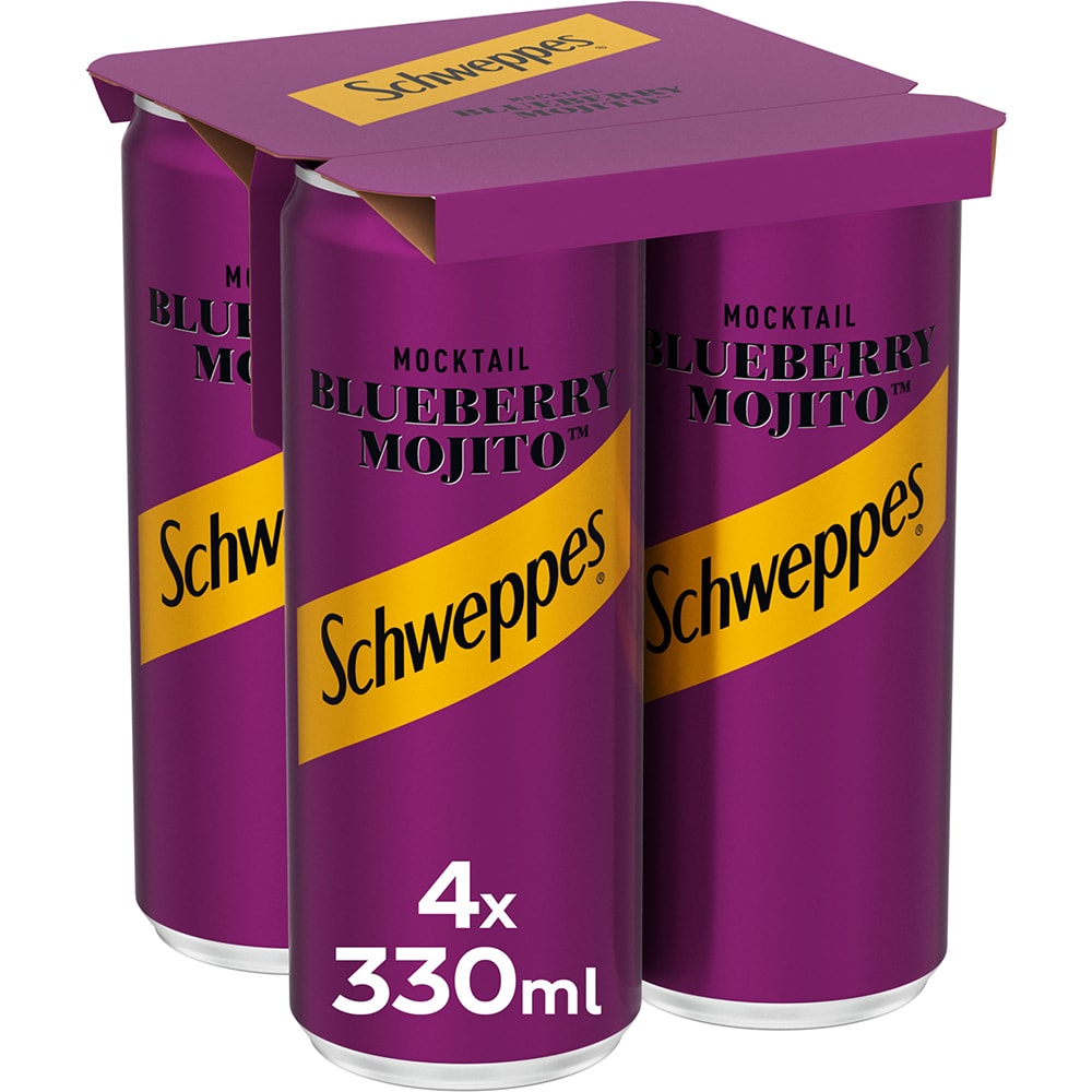 Bautura racoritoare carbogazoasa SCHWEPPES Blueberry Mojito bax 0.33L x 4 doze