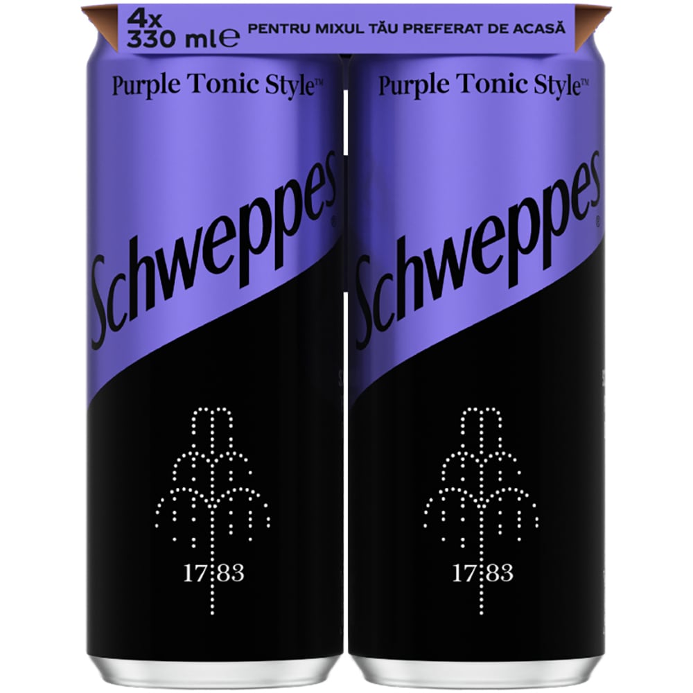 Bautura racoritoare carbogazoasa SCHWEPPES Purple Tonic bax 0.33L x 4 doze