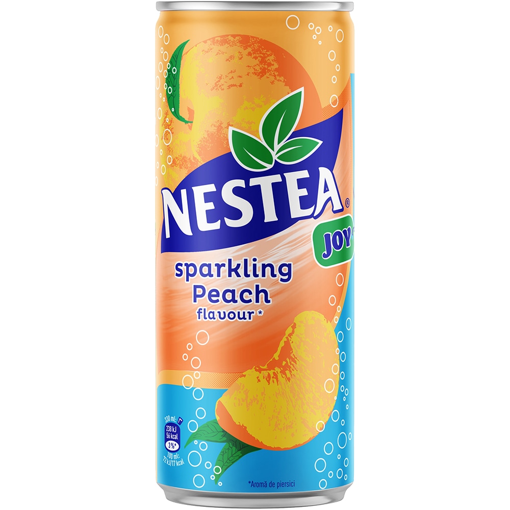 Bautura racoritoare carbogazoasa NESTEA Joy Piersica bax 0.33L x 12 doze