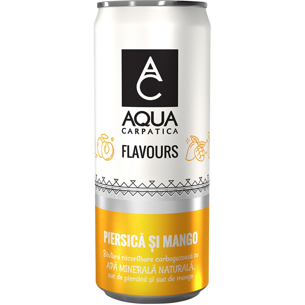 Apa minerala AQUA CARPATICA Piersica & Mango bax 0.33L x 24 doze
