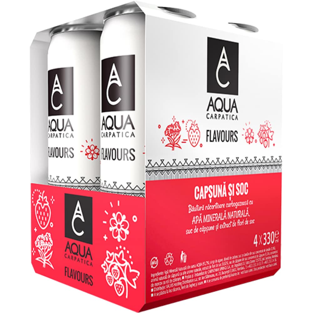 Apa minerala AQUA CARPATICA Capsuna & Soc bax 0.33L x 4 doze