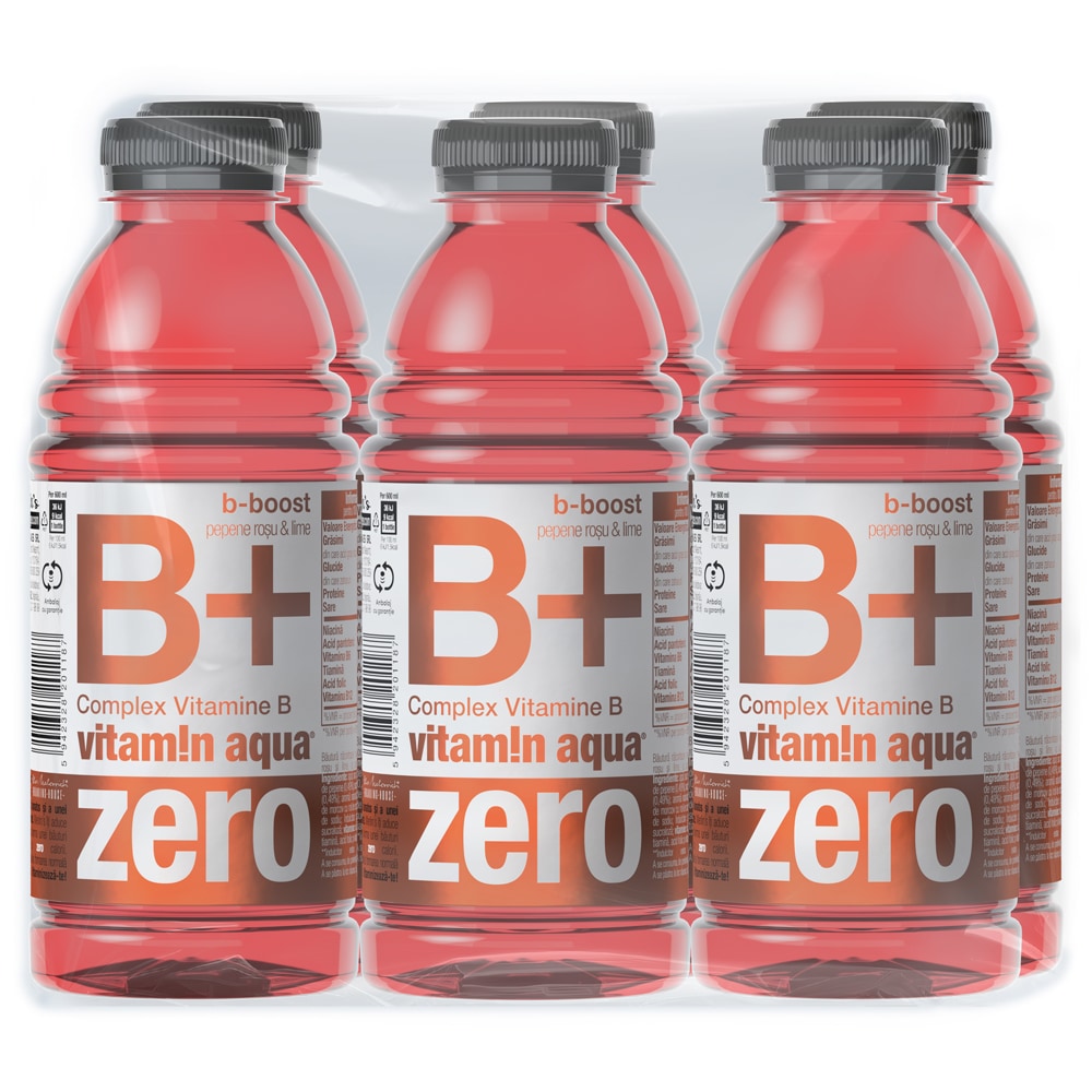 Apa cu vitamine VITAMIN AQUA B Zero bax 0.6L x 6 sticle