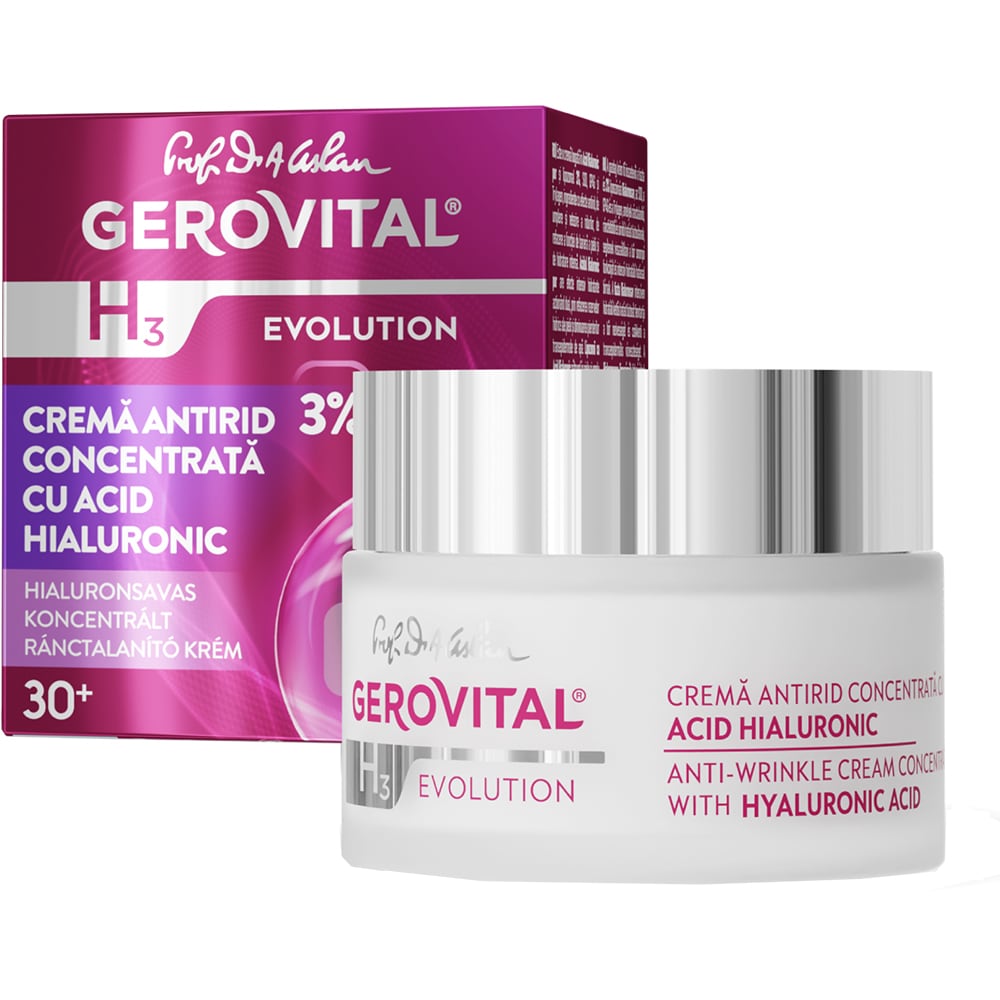 Crema de fata antirid GEROVITAL H3 Evolution Acid Hialuronic, 50ml
