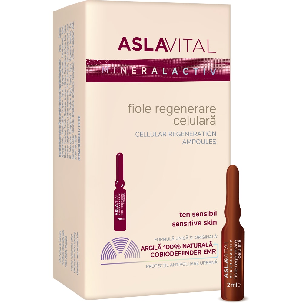 Fiole regenerare celulara ASLAVITAL Mineralactiv, 7buc x 2ml