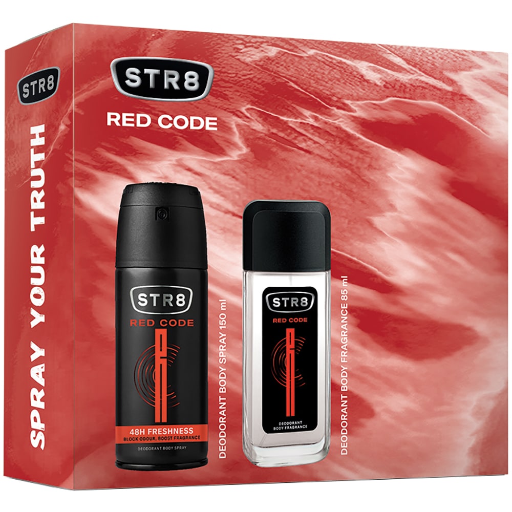 Set ingrijire corp STR8 Red Code: Parfum pentru corp, 85ml + Deodorant spray, 150ml