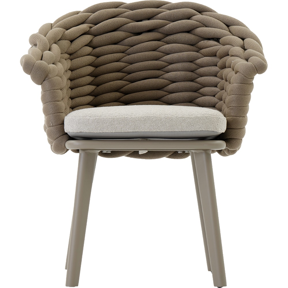 Scaun terasa LIVINTWIST Scroll, aluminiu, 68.5 x 69.5 x 81.5 cm, taupe