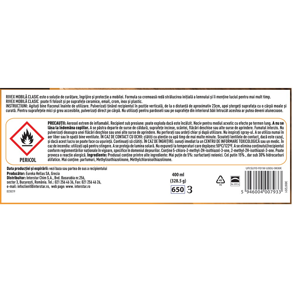 Spray mobila RIVEX Classic, 400 ml