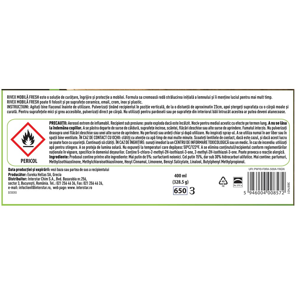 Spray mobila RIVEX Spring, 400 ml