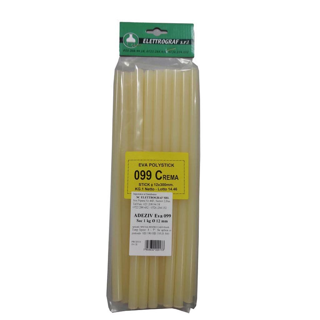 Pachet batoane adezive termic Eva 099 Elettrograf, multisuprafete, 12 mm, 1 kg