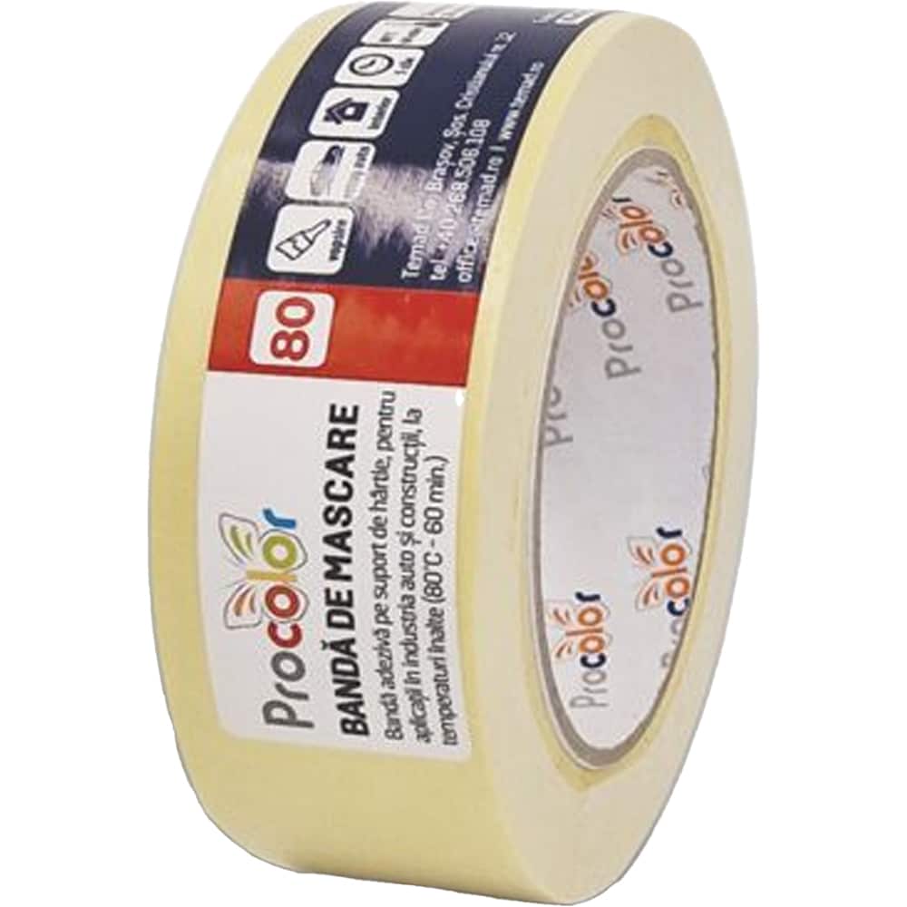 Banda adeziva mascare PROCOLOR 80C, 38mm x 50m, galben