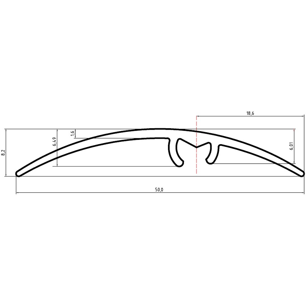 Profil trecere PM03771BD, aluminiu, 270 x 5 x 1 cm, argintiu satin