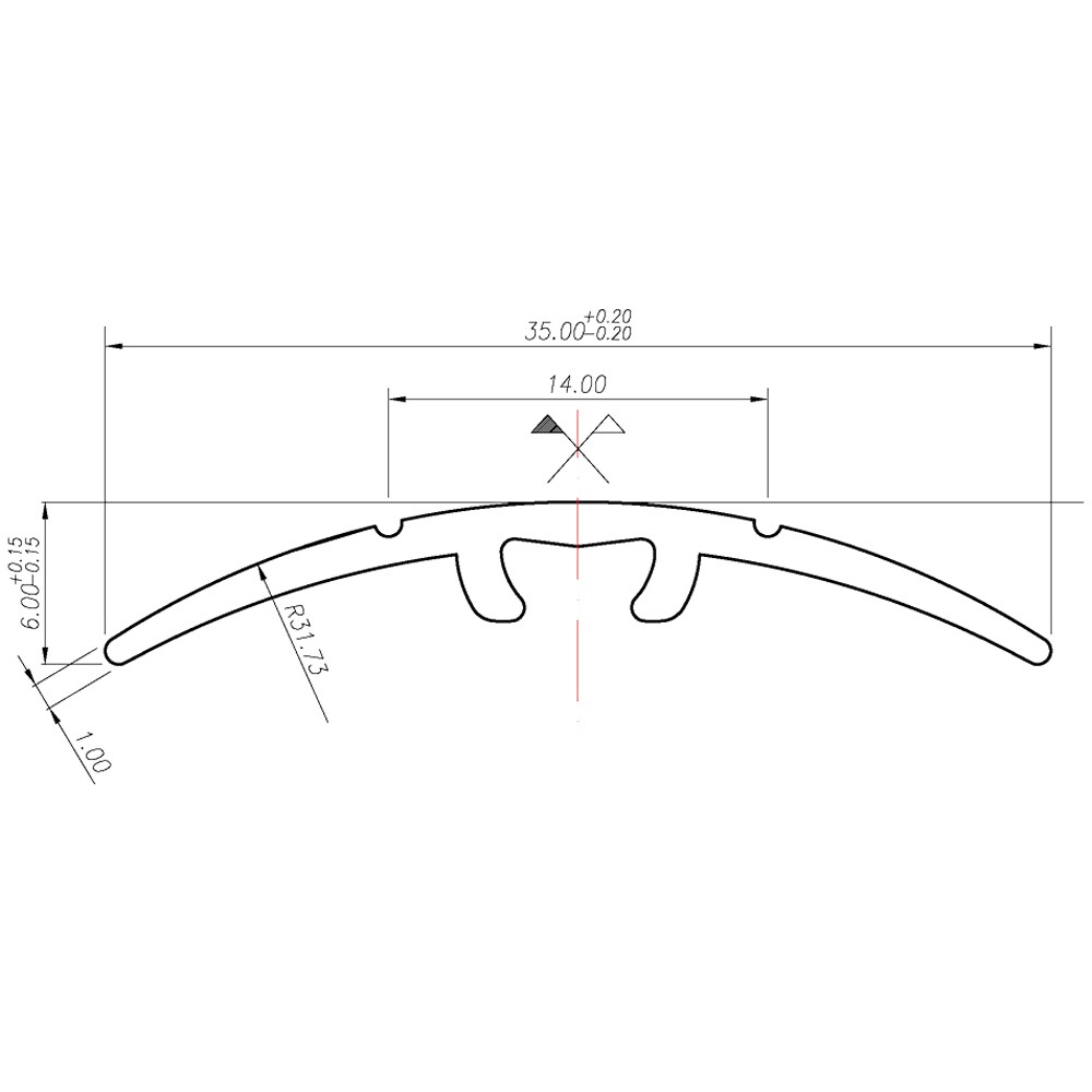 Profil trecere PM51948, aluminiu, 90 x 3.5 x 0.8 cm, negru