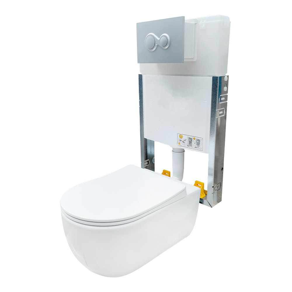 Set WC si rezervor, suspendat, clapeta dubla, oval, alb, 3/6 L, Supreme