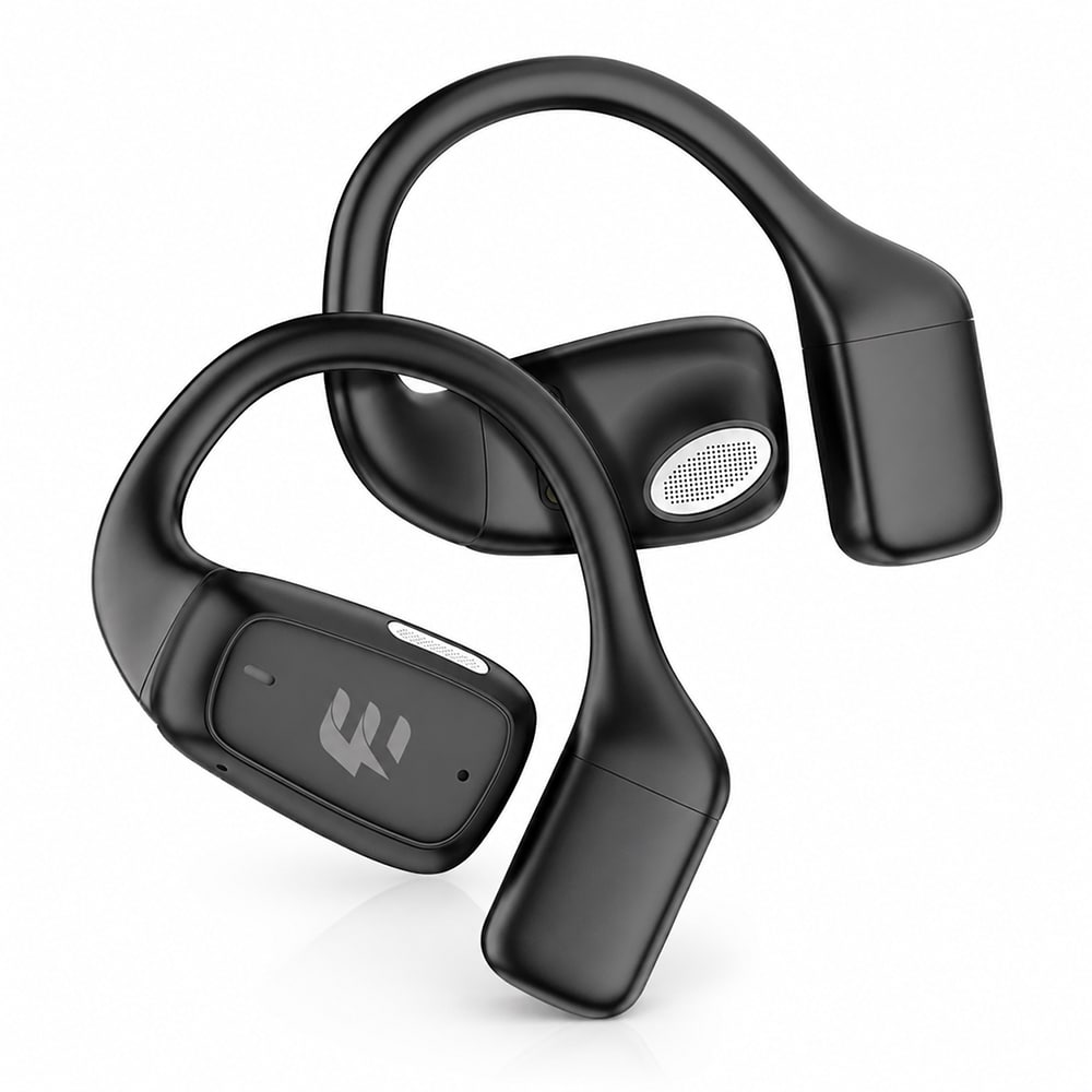 Casti E-BODA True Sound Awareness, True Wireless, Bluetooth, Open-ear, Microfon, negru