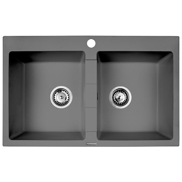 Pachet chiuveta PYRAMIS Class Bowls, compozit granit + baterie, grey