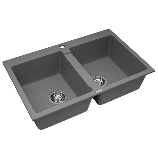Pachet chiuveta PYRAMIS Econom Bowls, compozit granit + baterie, grey