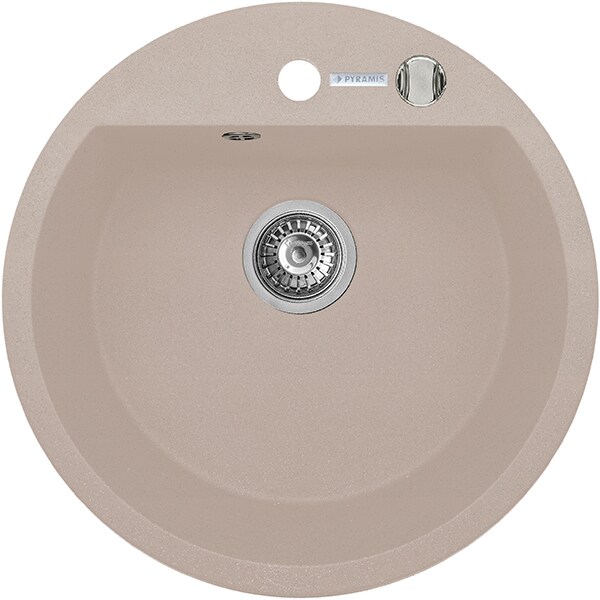 Pachet chiuveta PYRAMIS Round Basic, compozit granit + baterie, bej