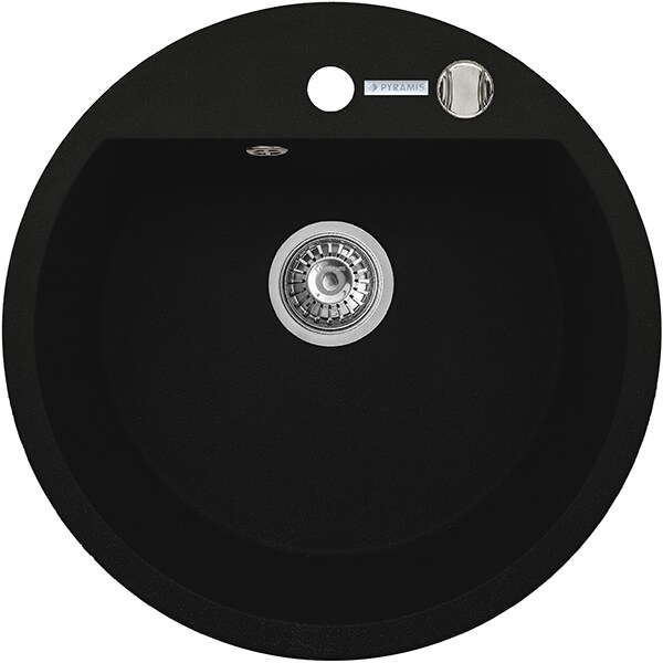 Pachet chiuveta PYRAMIS Round Basic, compozit granit + baterie, negru