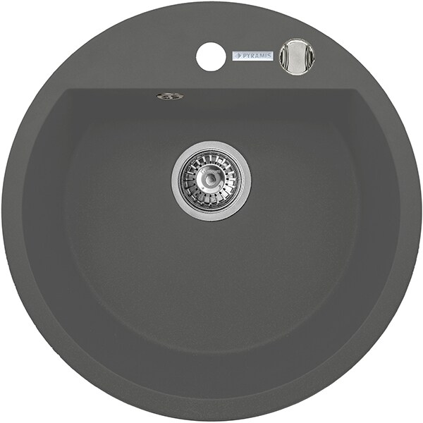 Pachet chiuveta PYRAMIS Round Basic, compozit granit + baterie, gri