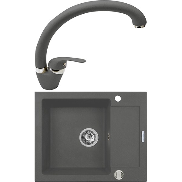 Pachet chiuveta PYRAMIS Mini Smart, compozit granit + baterie, gri