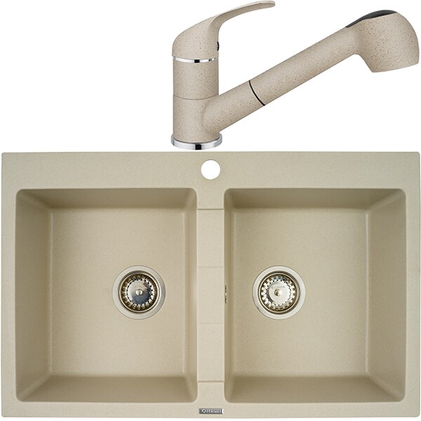 Pachet chiuveta PYRAMIS Class Bowls, compozit granit + baterie, bej