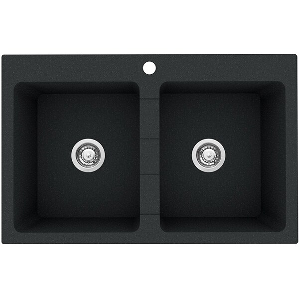 Pachet chiuveta PYRAMIS Econom Bowls, compozit granit + baterie, negru