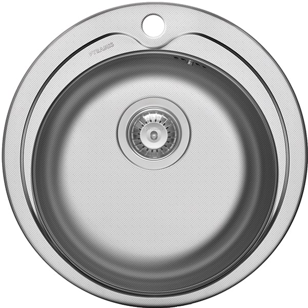 Pachet chiuveta PYRAMIS Round, 1 cuva, inox texturat + baterie, inox