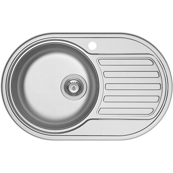 Pachet chiuveta PYRAMIS SR Mini, 1 cuva, picurator dreapta, , inox texturat + baterie, gri