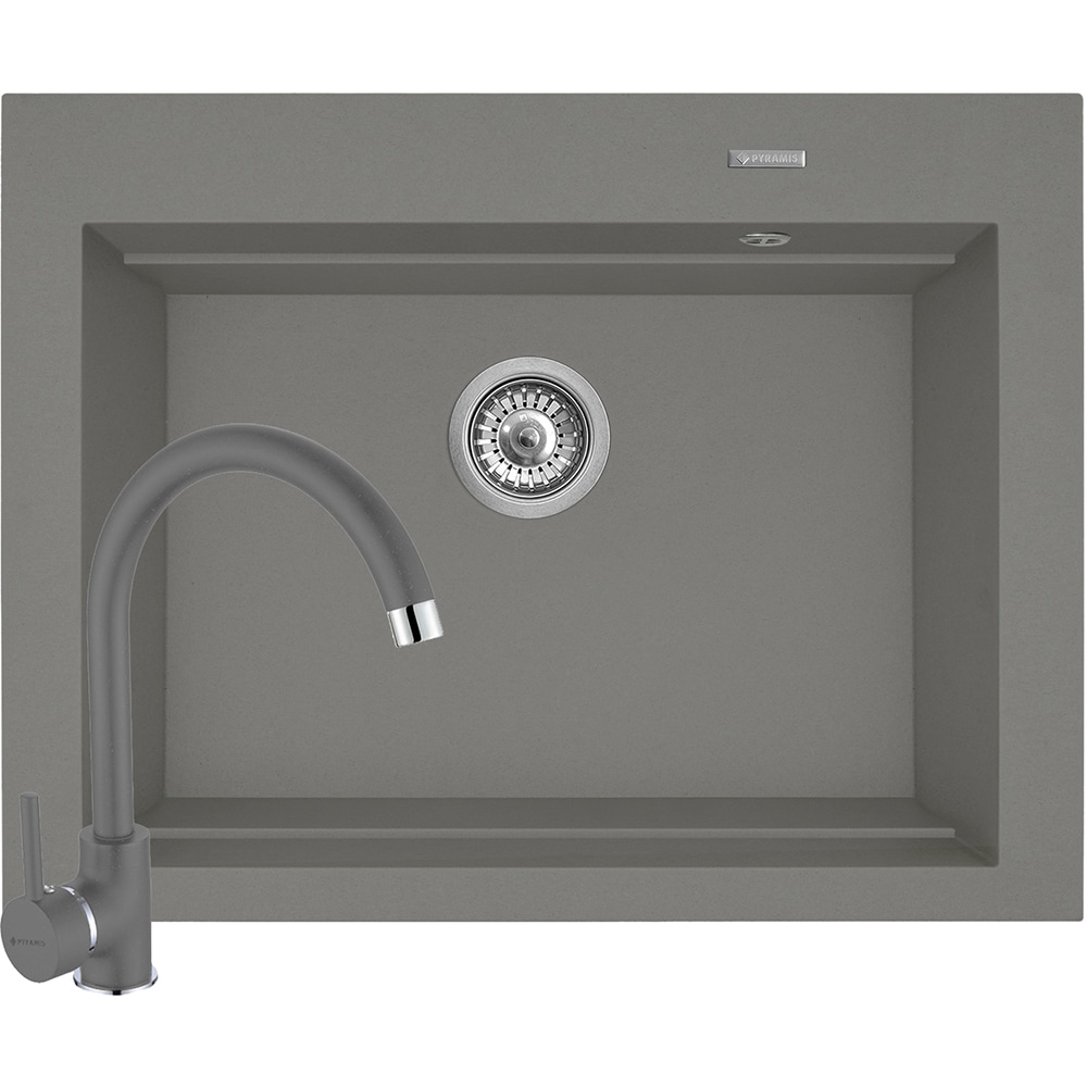 Pachet chiuveta PYRAMIS Chiuveta Altexia Bell Square 67, compozit granit + baterie, gri