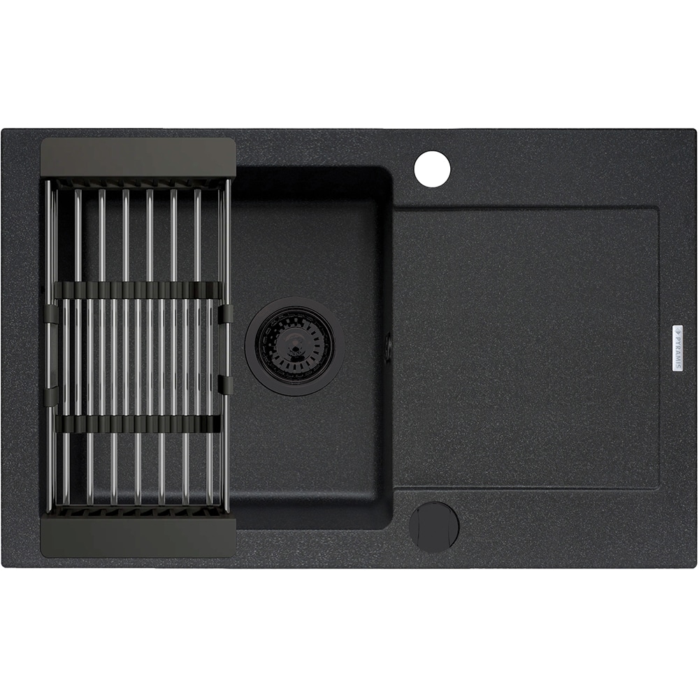 Pachet chiuveta PYRAMIS Plus 79, 1 cuva, picurator reversibil, compozit granit + baterie, negru