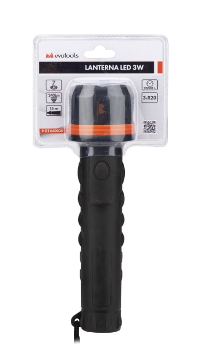 Lanterna cu protectie cauciuc, 3 LED-uri