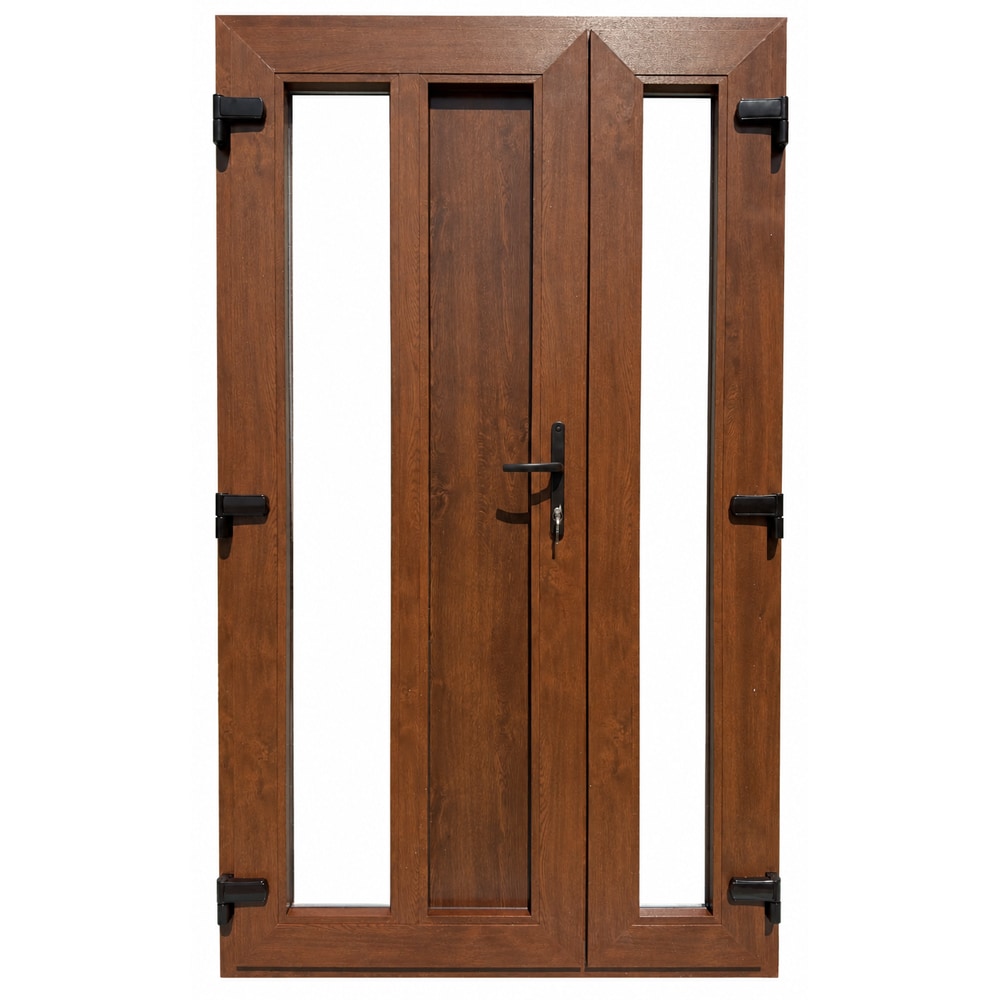 Usa exterior FENSTERWELT, cu geam, stanga, PVC, 120 x 205 cm, nuc