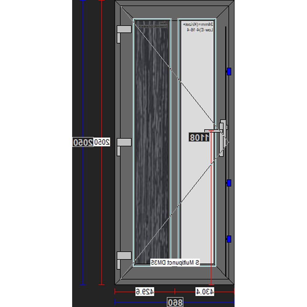 Usa exterior FENSTERWELT, cu geam, stanga, PVC, 96 x 205 cm, gri antracit