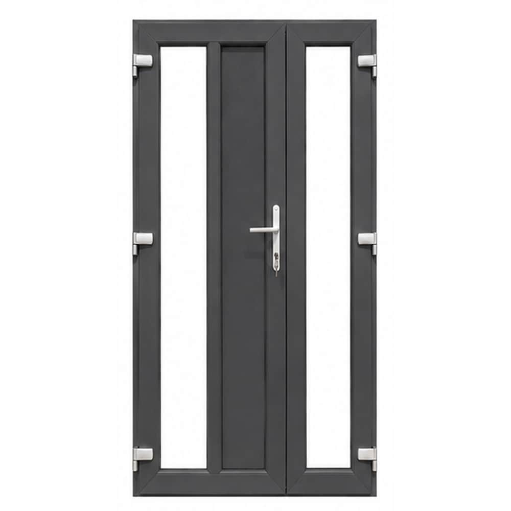 Usa exterior FENSTERWELT, cu geam, stanga, PVC, 120 x 205 cm, gri antracit