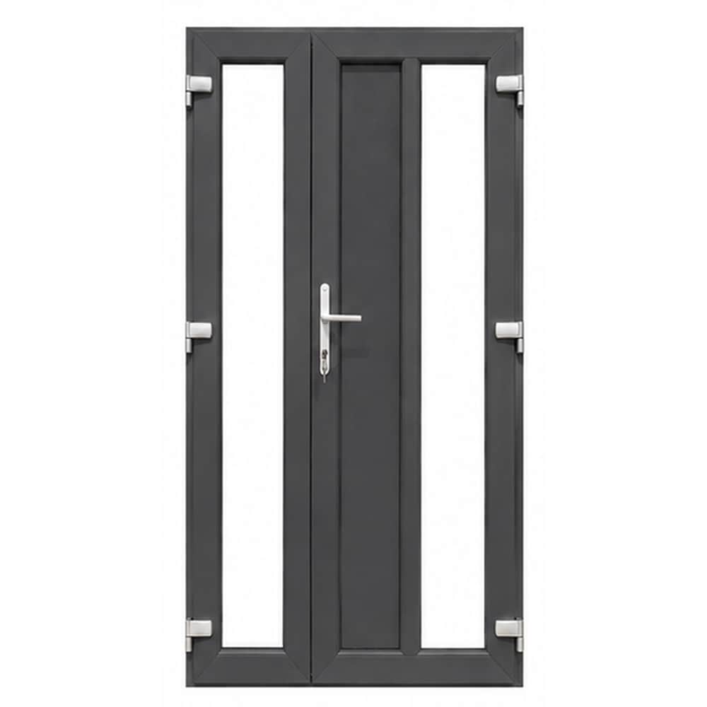Usa exterior FENSTERWELT, cu geam, dreapta, PVC, 120 x 205 cm, gri antracit