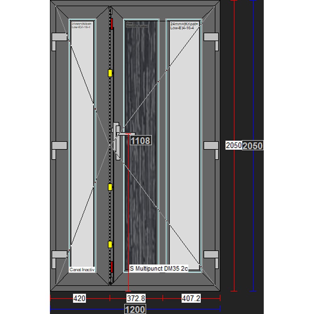 Usa exterior FENSTERWELT, cu geam, dreapta, PVC, 120 x 205 cm, gri antracit