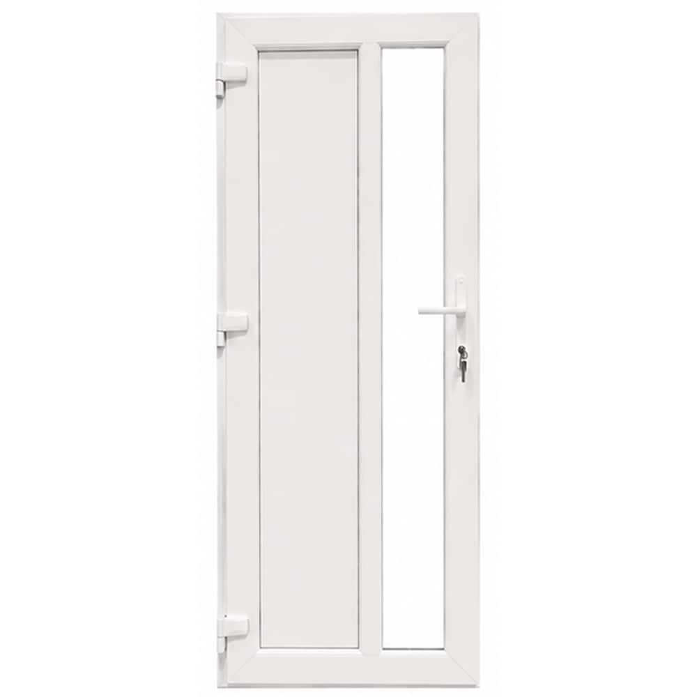 Usa exterior FENSTERWELT, cu geam, stanga, PVC, 96 x 205 cm, alb