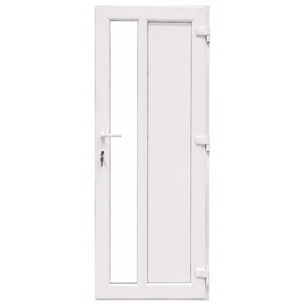 Usa exterior FENSTERWELT, cu geam, dreapta, PVC, 96 x 205 cm, alb