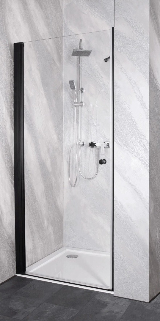 Usa pentru dus, batanta, aluminiu si sticla, negru, 90 x 195 cm  Sanotechnik Sanoflex